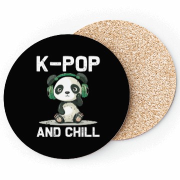 Discover Kpop And Chill Panda Headphones Korean Music Lover Coasters