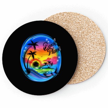 Discover Beach Please Airbrush Colorful Coasters