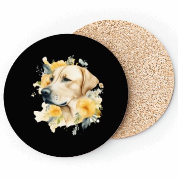Discover Yellow Lab Dog Watercolor Floral Coasters