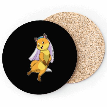 Discover Fox As Bride With Veil Coasters
