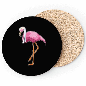 Discover Flamingo As Bride With Veil Coasters