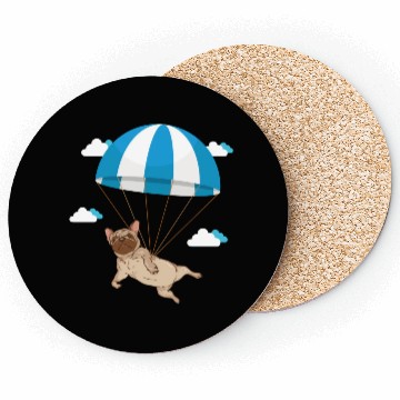 Discover Funny Pug Dog Lover Pet Skydiving Parachute Coasters