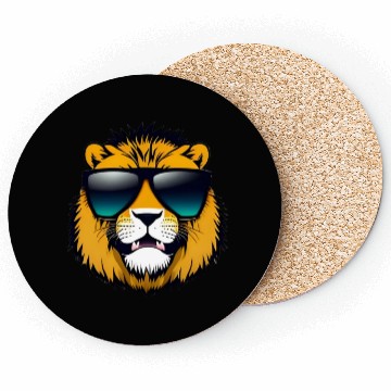 Discover Lion With Black Sunglasses Coasters