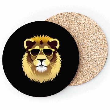 Discover Yellow Lion Wearing Sunglasses Coasters