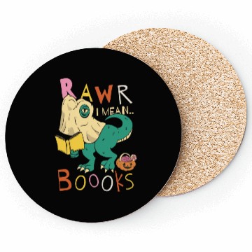 Discover Reading Teacher Halloween T Rex Ghost Book Coasters