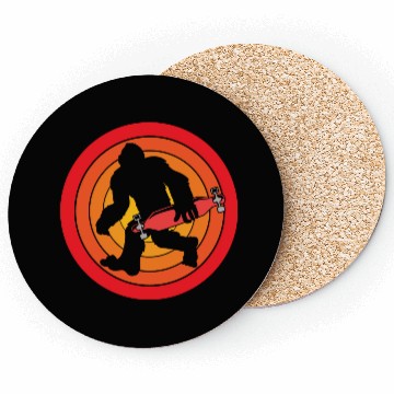 Discover Funny Sasquatch Retro Bigfoot Longboarding Coasters