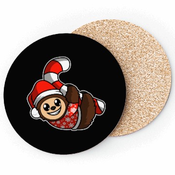 Discover Merry Christmas Sloth Candy Cane Coasters