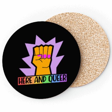 Discover Here And Queer LGBTQ Community Rainbow Pride Month Coasters