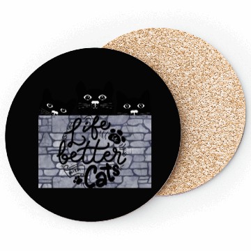 Discover life letter with cats, Perfect cat lover designs Coasters