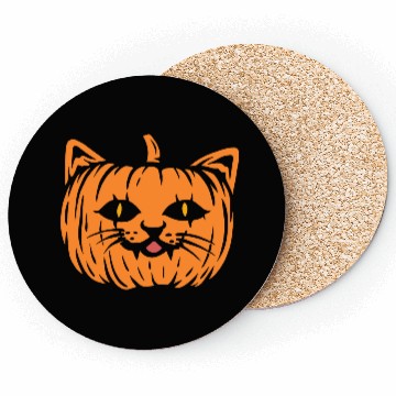 Discover Scary Cat Pumpkin Halloween Coasters
