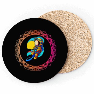Discover Baby astronaut in a golden circle Coasters