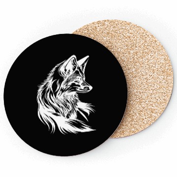 Discover Little Cute Fox Portrait Tattoo Ink Coasters
