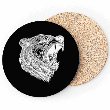 Discover Wild Bear's Head With Sharp Teeth Coasters