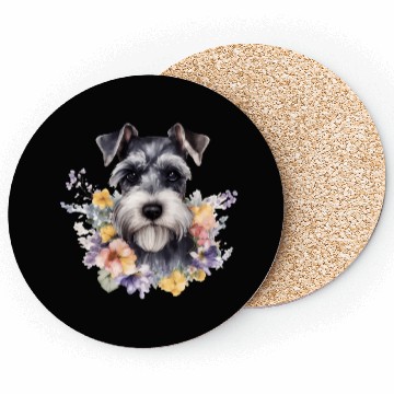 Discover Schnauzer Dog Watercolor Floral Coasters