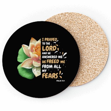 Discover Freed Me From Fear Water Lilly Flower Bible Verse Coasters