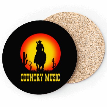 Discover country music cowboy on horse with guitar - sunset Coasters