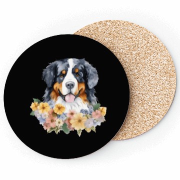 Discover Bernese Mountain Dog Watercolor Floral Coasters