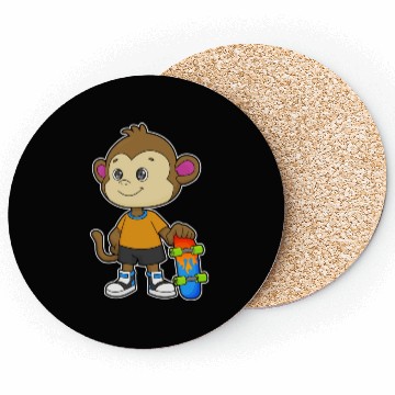 Discover Monkey As Skater With Skateboard Coasters