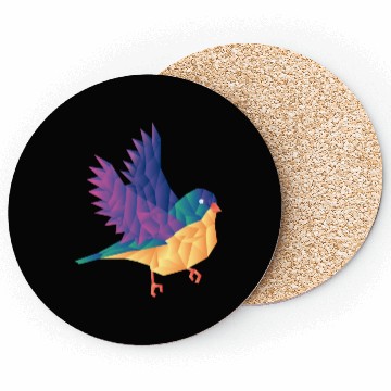 Discover Polygon Shape Multi Colored Bird Pattern Nature Coasters