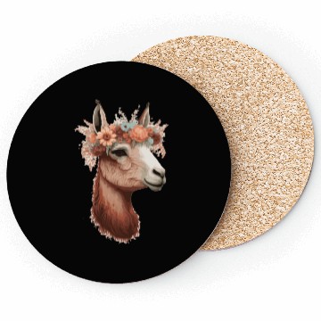 Discover Flower Crown Llama Alpaca Floral Farm Animal Pet Coasters