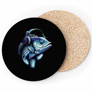 Discover fish with headphones Coasters
