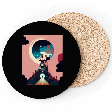 Discover Hooded Mystery Night Sky Spectacle Over Cityscape Coasters