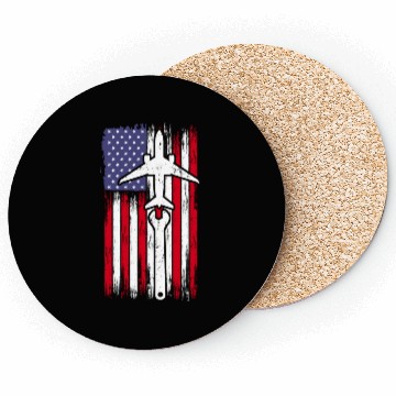 Discover Aircraft Mechanic Aviation Usa Flag Coasters
