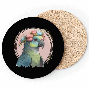 Discover Cute Hahn's Macaw Bird Flower Crown Pet Birds Coasters