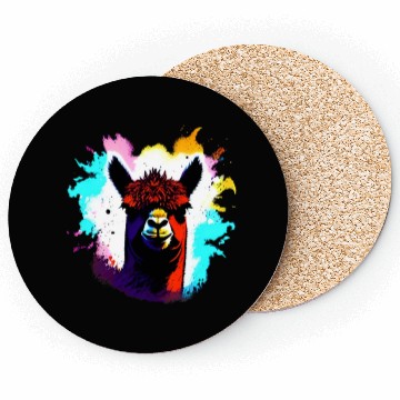 Discover Cute Vintage Ink Splash Alpaca Retro Alpaca Farmer Coasters