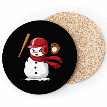 Discover Funny snowman playing baseball Coasters
