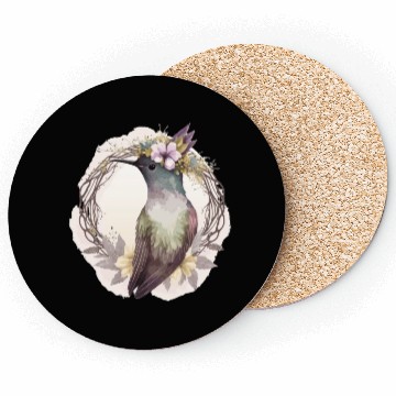 Discover Watercolor Hummingbird Flower Crown Floral Birds Coasters