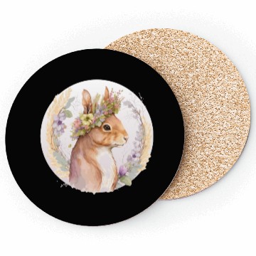 Discover Floral Squirrel Flower Crown Watercolor Animal Lov Coasters
