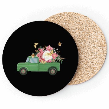 Discover Truck Flower Sublimation Coasters