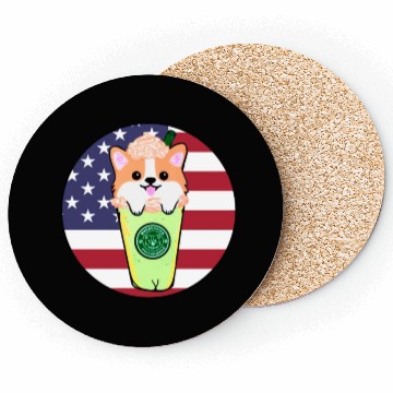 Discover Corgi Puppuccino USA Coasters