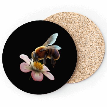 Discover bee on flower Coasters