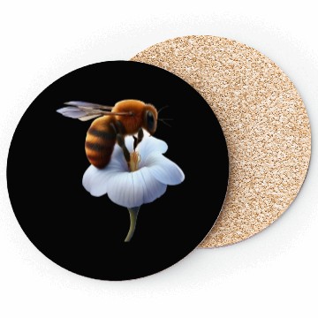 Discover bee on flower Coasters