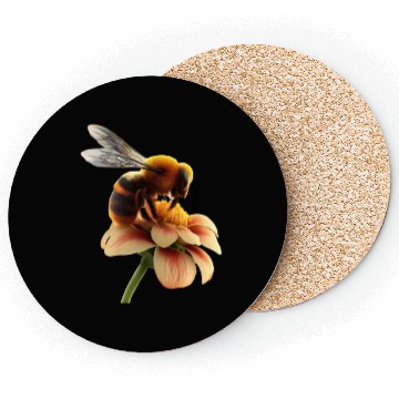 Discover bee on flower Coasters