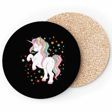 Discover Cute Rearing Rainbow Unicorn Falling Stars Coasters
