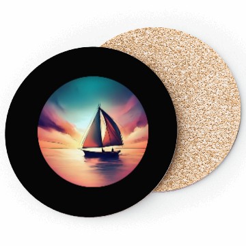 Discover Sailing Sailboat Dinghy Sunset Design Coasters