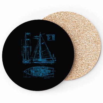 Discover Sailboat Blueprint Old Ocean Sailing for Sailors Coasters
