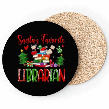 Discover Santas Favorite Librarian Cute Book Lover Christma Coasters