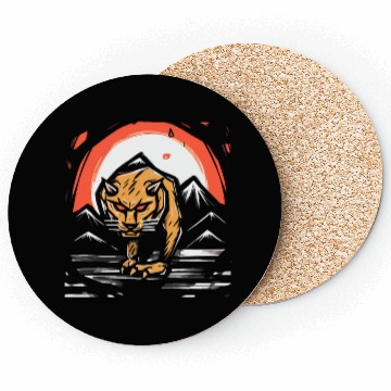 Discover zen cartoons japan tiger mountains Coasters