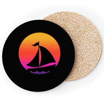 Discover Funny Cool sailing boat Sunset Graphic Humor Tees Coasters