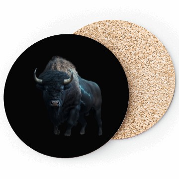 Discover Majestic bison black with lightning bolts buffalo Coasters