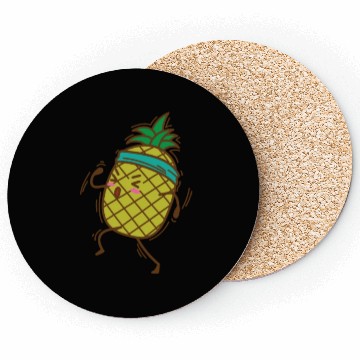 Discover Pineapple goes jogging or running sweet Fruit Coasters