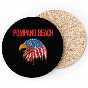 Discover USA Eagle Pompano Beach humor Coasters