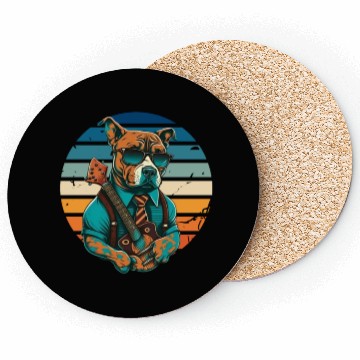 Discover pitbull Sunglasses guitar Coasters