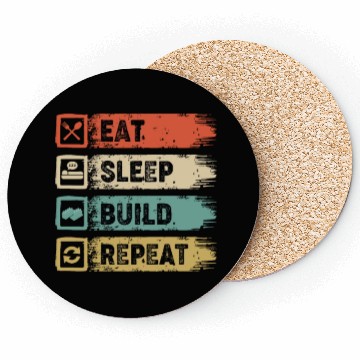 Discover Eat Sleep Build Repeat Master Builder Block Coasters