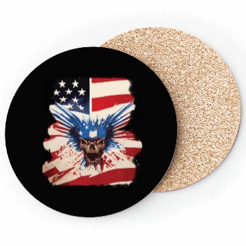 Discover Angry Skull Bursting Through US Flag Coasters