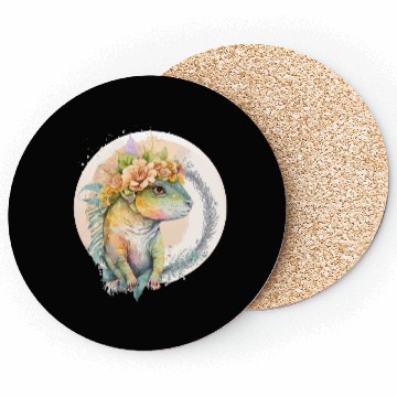 Discover Cute Lizard Chameleon Flower Crown Pet Reptile Lov Coasters